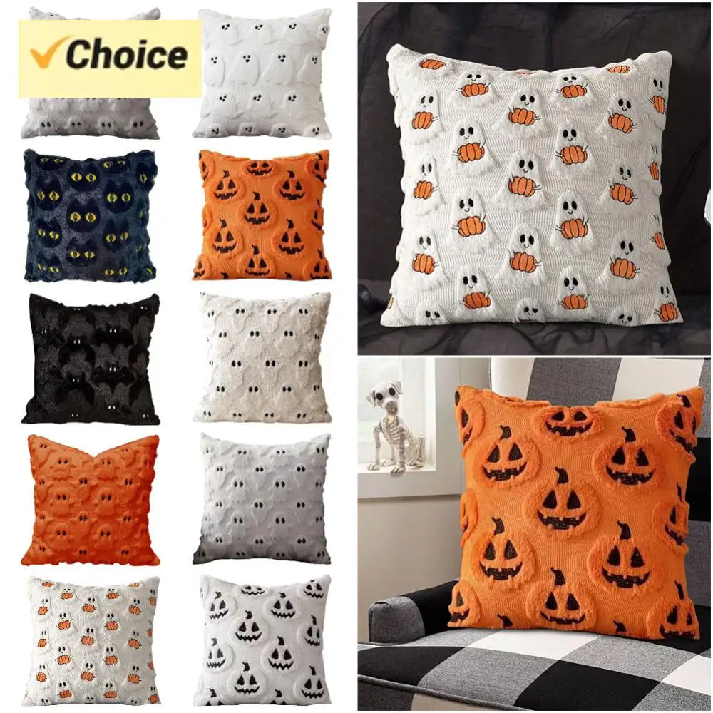 Halloween Ghost Pumpkin Pillow Covers Comfortable Soft Halloween Throw Pillow Cover Washable Pillowcase Sofa Bedroom Home Decor