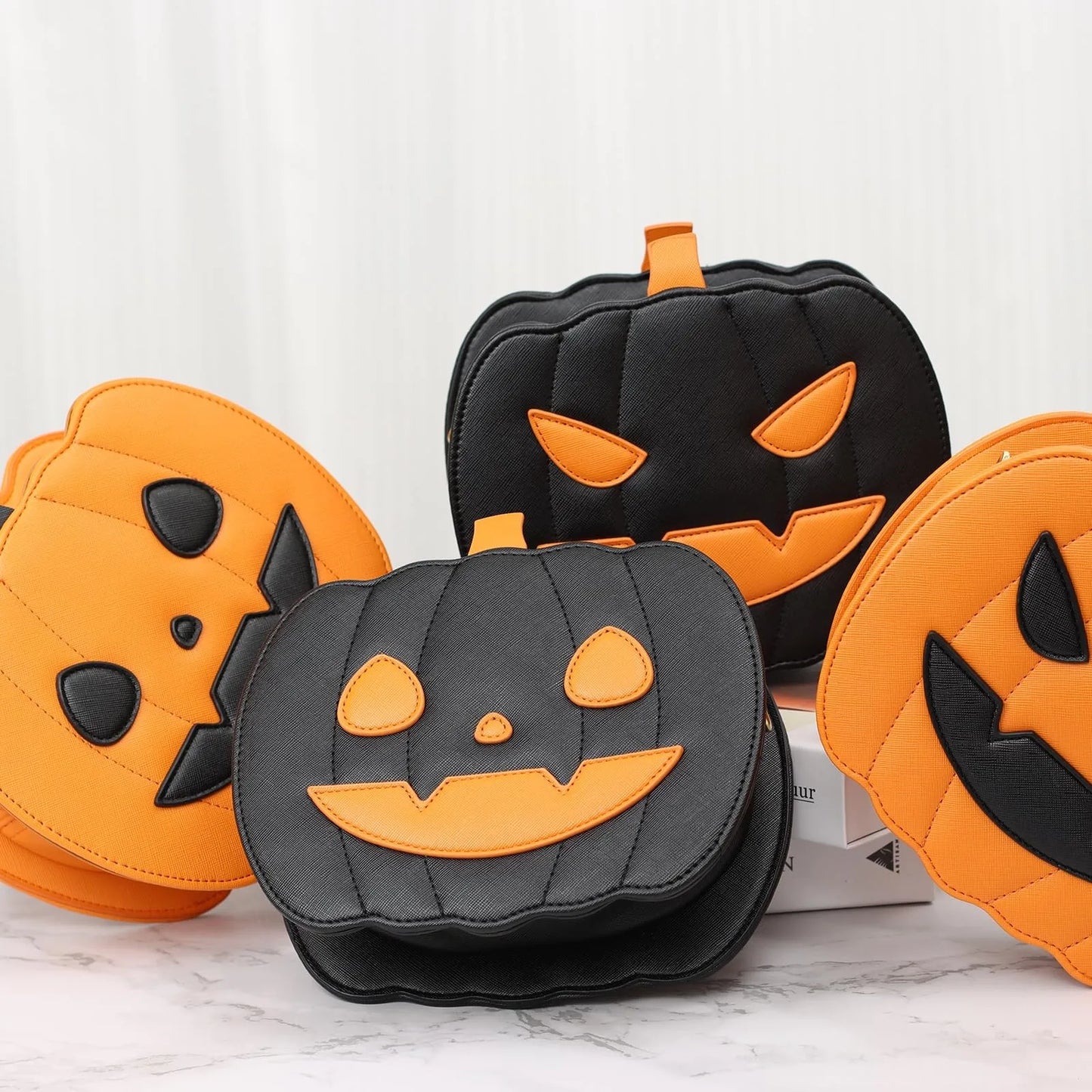 Chic Halloween Pumpkin Purse – Designer-Inspired Fall Shoulder Bag with Modern Contrast Stitching