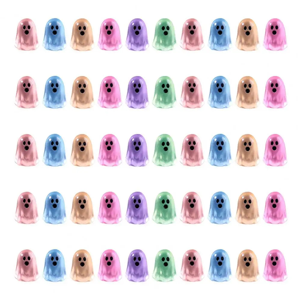 Spooky Ghost Ornament Glowing Ghost Decoration Halloween Ghost Figurine Set Mini Resin Statues for Desktop Decoration