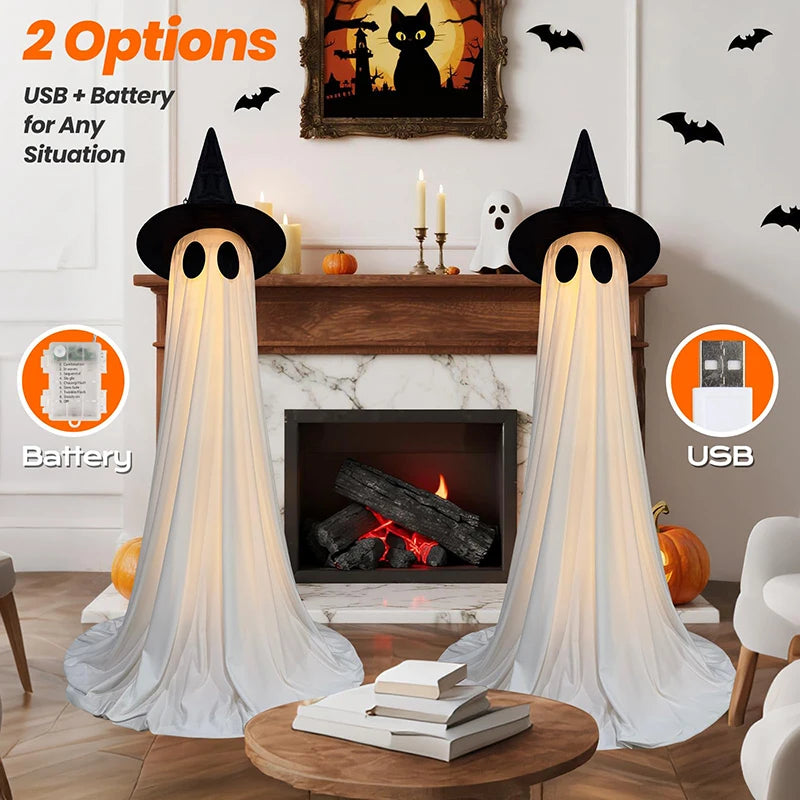 New Halloween glowing ghost decoration for yard outdoor decoration for front porch and courtyard cute multi-expression ghost