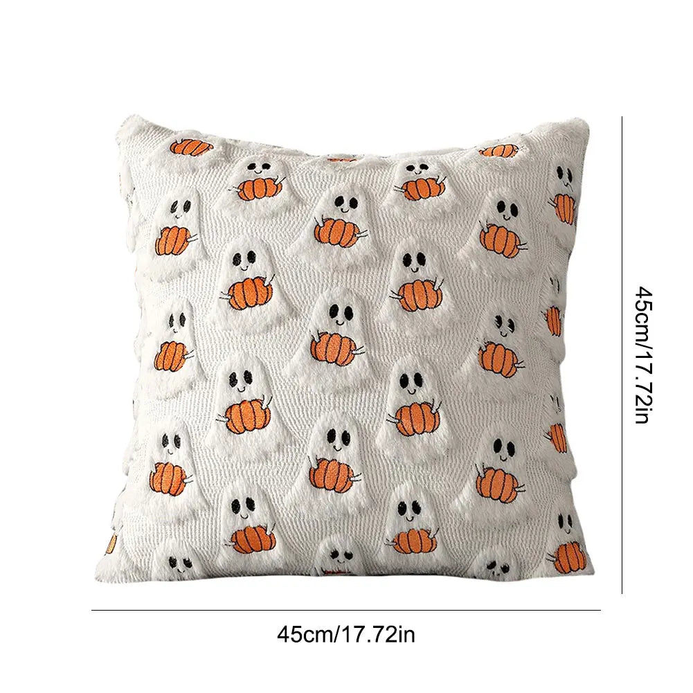 Halloween Ghost Pumpkin Pillow Covers Comfortable Soft Halloween Throw Pillow Cover Washable Pillowcase Sofa Bedroom Home Decor
