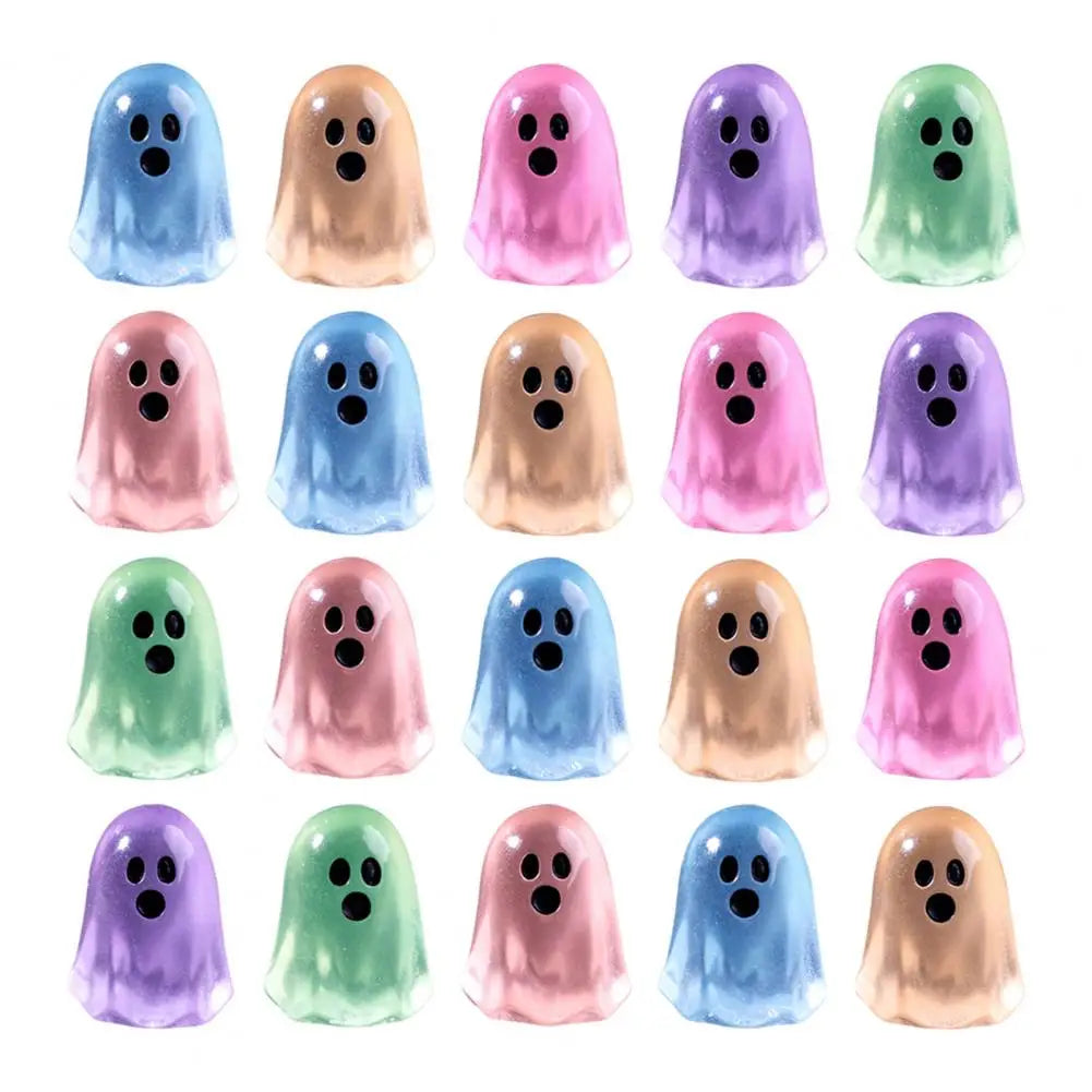 Spooky Ghost Ornament Glowing Ghost Decoration Halloween Ghost Figurine Set Mini Resin Statues for Desktop Decoration