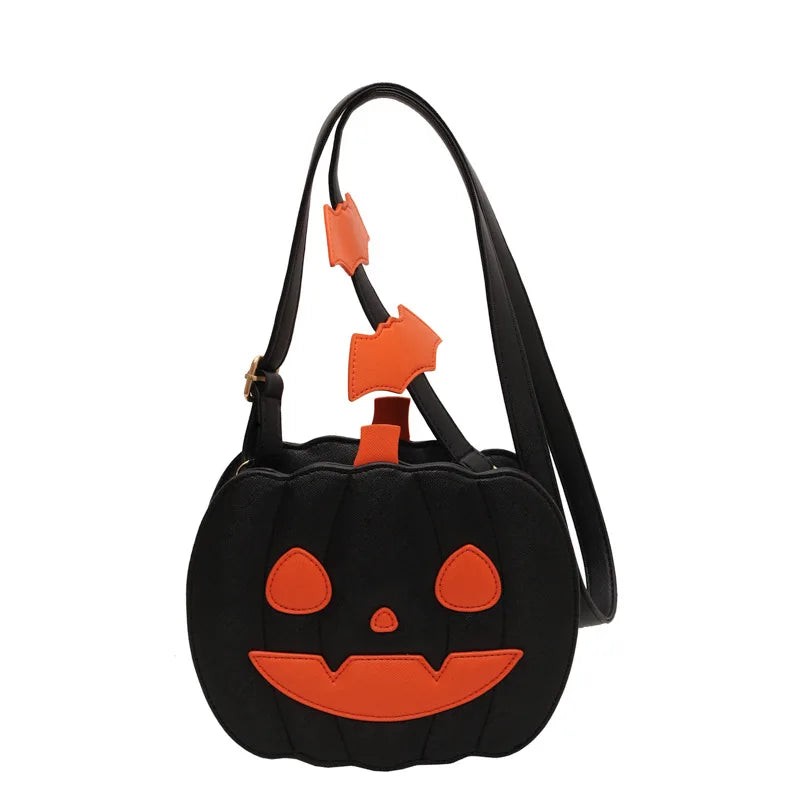 Chic Halloween Pumpkin Purse – Designer-Inspired Fall Shoulder Bag with Modern Contrast Stitching
