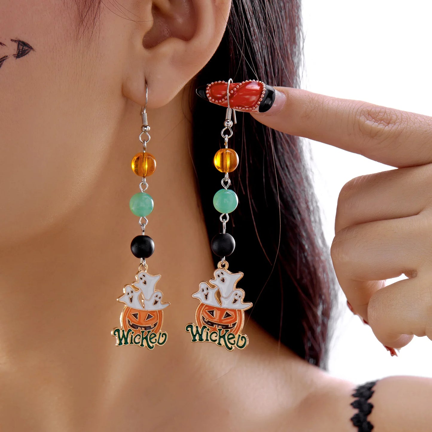 Halloween Dangle Earrings for Women Cartoon Pumpkin Ghost Spider Drop Oil Earring Party Statement Jewelry Accessory