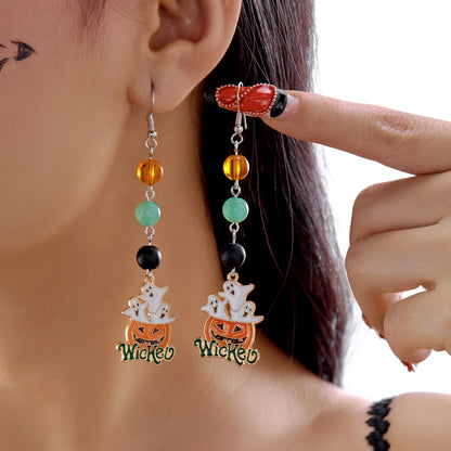 Halloween Dangle Earrings for Women Cartoon Pumpkin Ghost Spider Drop Oil Earring Party Statement Jewelry Accessory