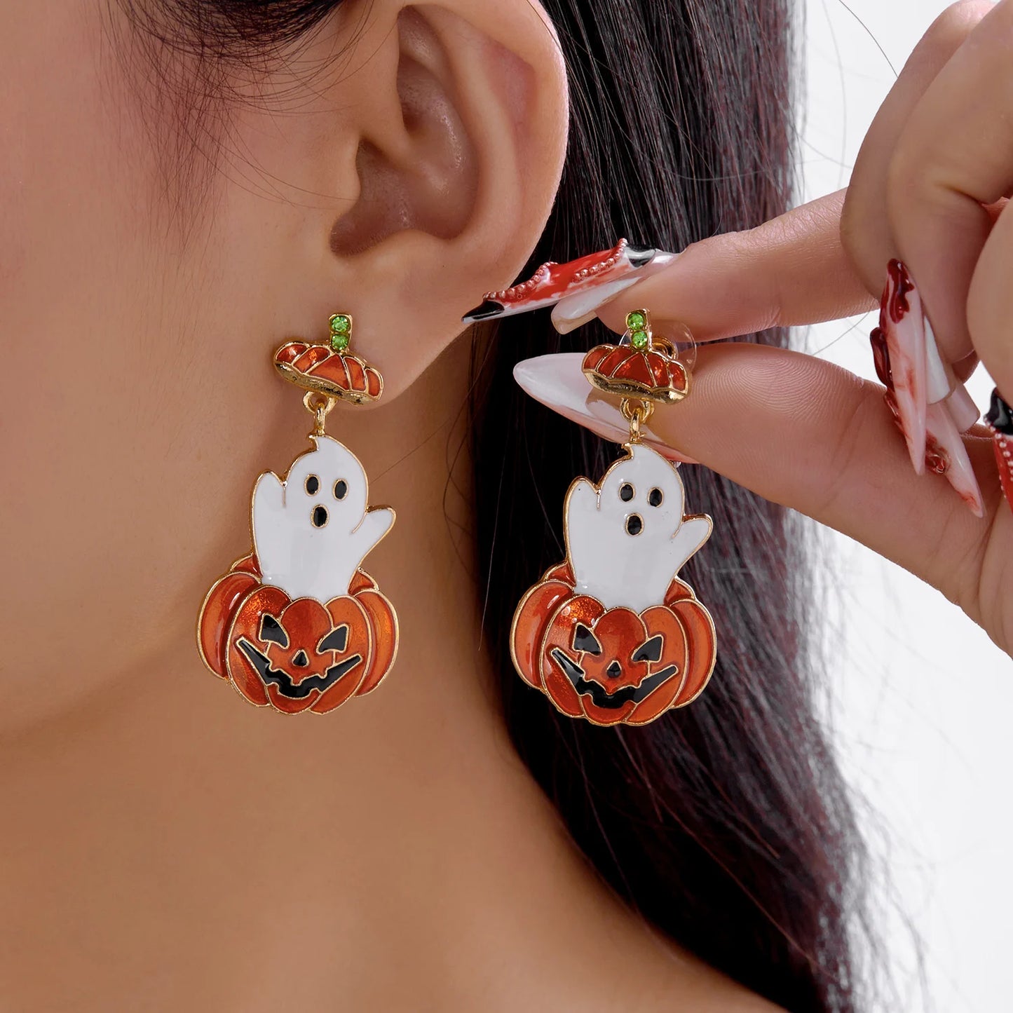 Halloween Dangle Earrings for Women Cartoon Pumpkin Ghost Spider Drop Oil Earring Party Statement Jewelry Accessory
