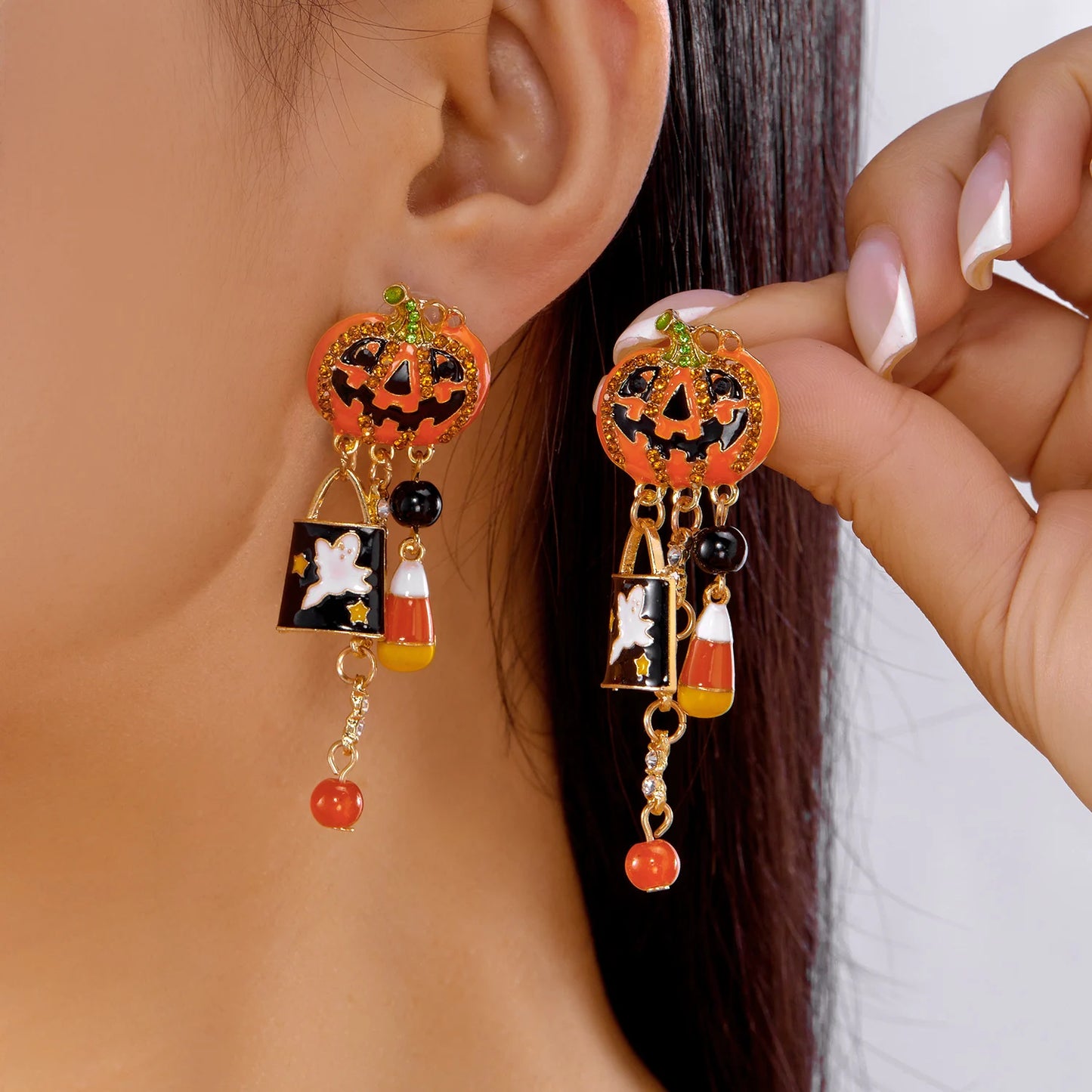Halloween Dangle Earrings for Women Cartoon Pumpkin Ghost Spider Drop Oil Earring Party Statement Jewelry Accessory