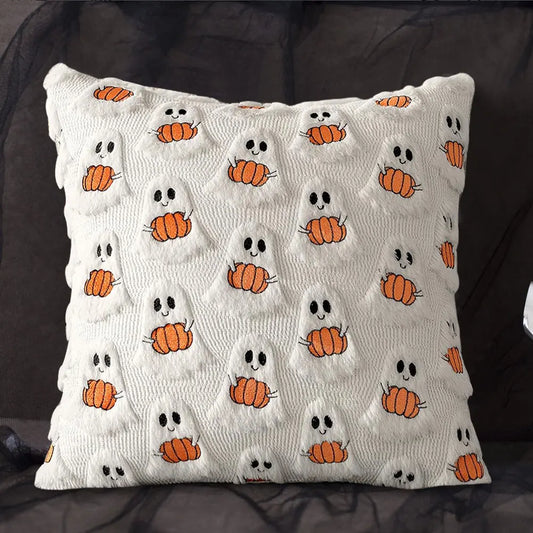 Halloween Ghost Pumpkin Pillow Covers Comfortable Soft Halloween Throw Pillow Cover Washable Pillowcase Sofa Bedroom Home Decor