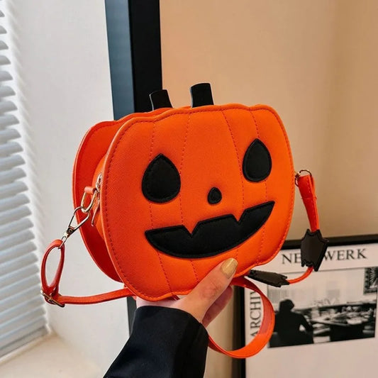 Chic Halloween Pumpkin Purse – Designer-Inspired Fall Shoulder Bag with Modern Contrast Stitching